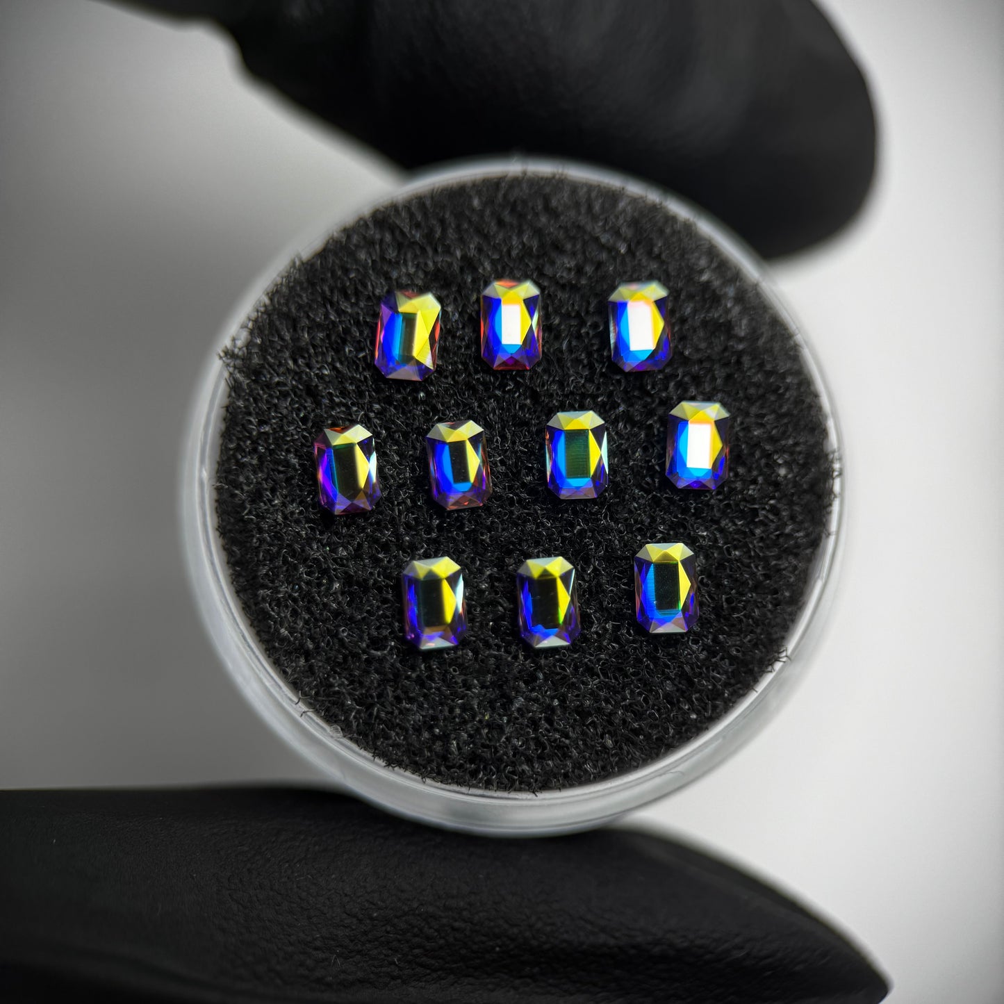 Pack 10 gemas dentales Emerald cut - Crystal AB