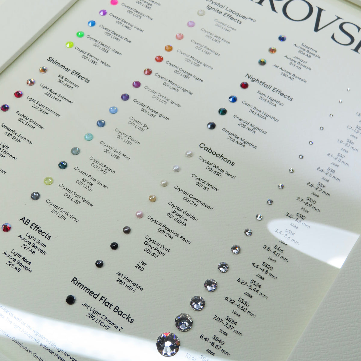 Official Swarovski® Color Chart