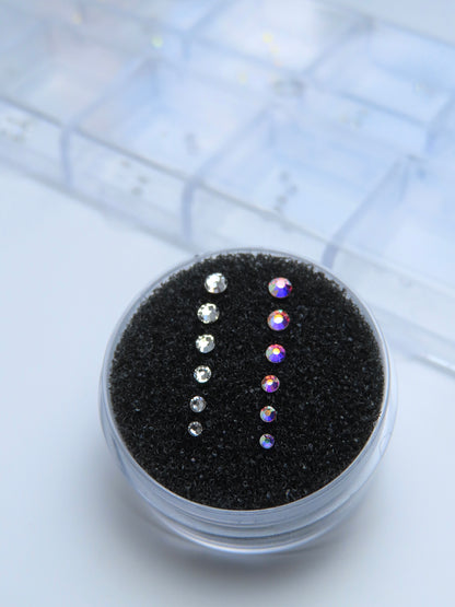 Surtido de gemas dentales PRECIOSA® en todas las medidas - Crystal/Crystal AB - SS2 a SS7